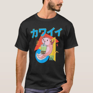 Camiseta Té de leche de ajolote ajolote bebiendo té de boba