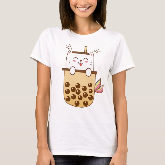 Camiseta Té de leche de sirena para gato Boba (Anverso)