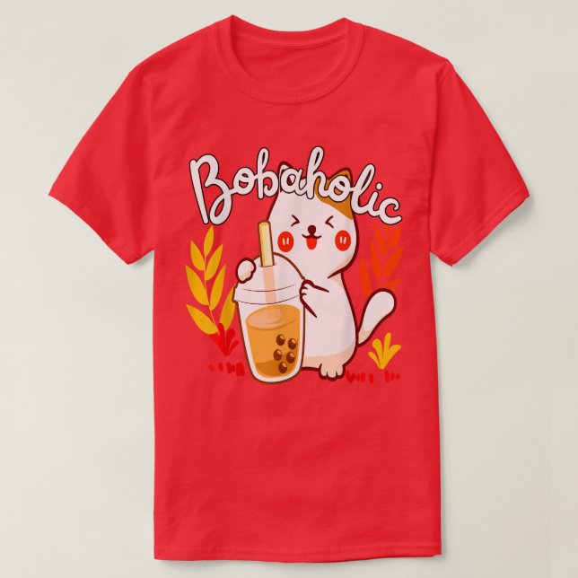 Camiseta Té de leche lindo gato Boba Kitty Bubble Tea Lover (Diseño del anverso)