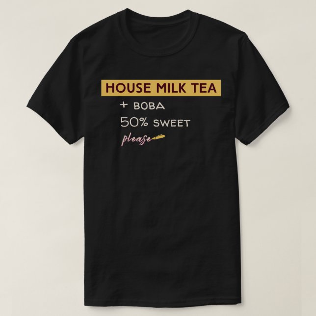 Camiseta Té de leche para casa personalizado con Boba (Diseño del anverso)