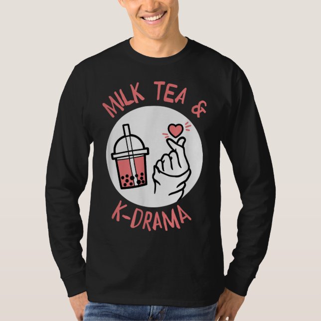 Camiseta Té de leche y K-Drama género y bebida favoritos (Anverso)