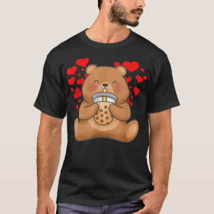 Camiseta Té de oso lindo té burbuja té anime Chica japonés 