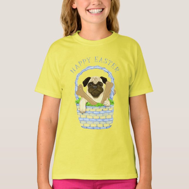 Camiseta Té de Pug de la cesta de Pascua (Anverso)