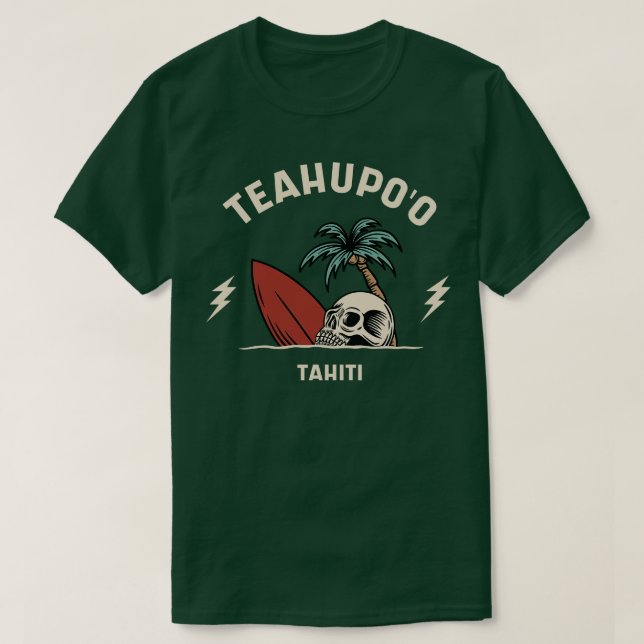 Camiseta Té de Surfing de la VintageHupoo Tahiti (Diseño del anverso)
