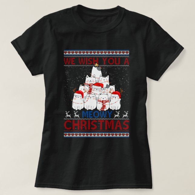 Camiseta Te Deseamos Un Desagradable Gato De Navidades Feo  (Diseño del anverso)