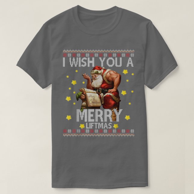 Camiseta Te Deseo Un Feliz Liftmas Feo Navidades Santa Wo (Diseño del anverso)