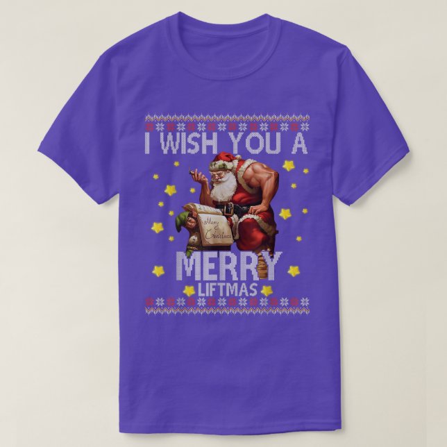Camiseta Te Deseo Un Feliz Liftmas Feo Navidades Santa Wo (Diseño del anverso)