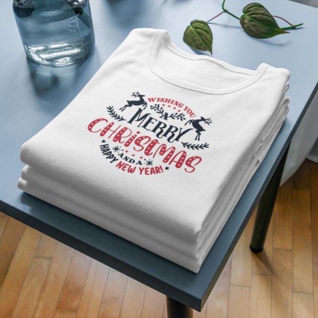 Camiseta Te deseo una tipografía retro navideña feliz (Subido por el creador)