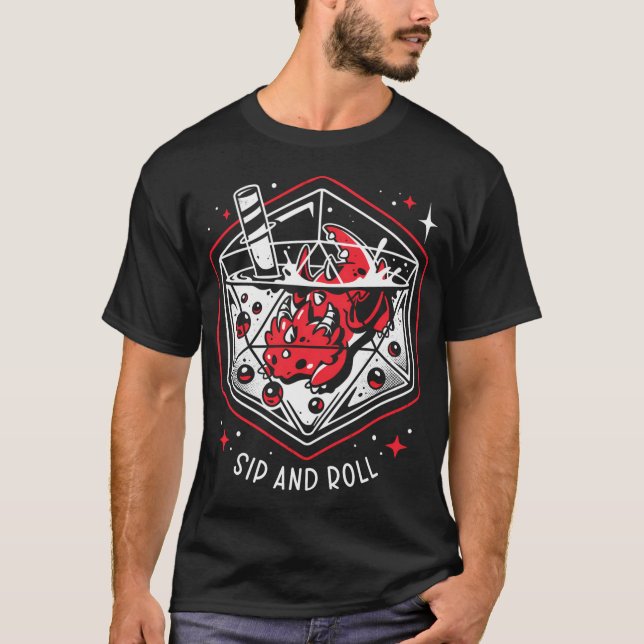 Camiseta Té draconico de burbuja - Drenaje D20 dados (Anverso)