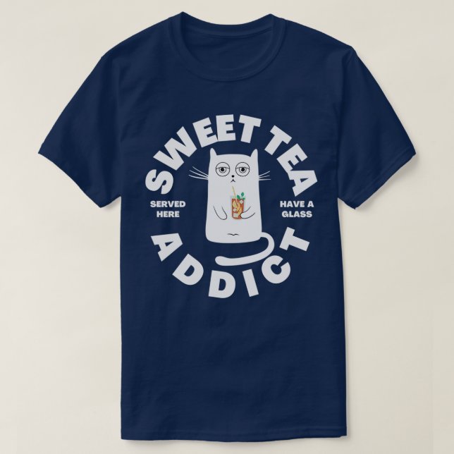 Camiseta Té dulce Addict Gato blanco Bebida Té dulce (Diseño del anverso)