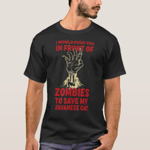 Camiseta Te Empujo A Los Zombies Para Salvar A Mi Gato Java