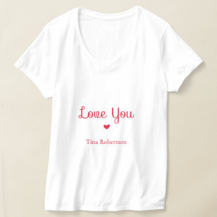Camiseta Te encanta el corazón rojo personalizado blanco