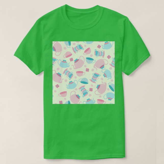 Camiseta Té Fiesta Cuello Gaiter Tea Pot y Té Cups Cups de  (Diseño del anverso)