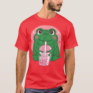 Camiseta Té Kawaii Frog Boba Bubble Tea Mujeres Adolescente