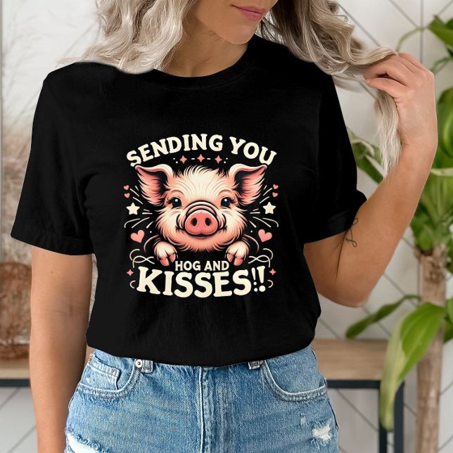 Camiseta Te mandan cerdo y besos Valentines adorables (Subido por el creador)