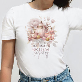 Camiseta Té Nupcial Personalizado con Acuarela Rosa Polvo
