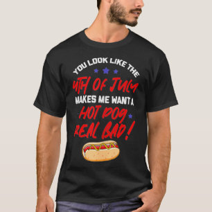 Camiseta Te pareces al Hotdog estadounidense gracioso del 4