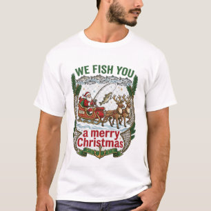 Camiseta Te pescamos Feliz Navidad Santa Pesca Reno