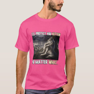 Camiseta Te Protegeré Gatito Divertido Lobo Alfa Lobo 