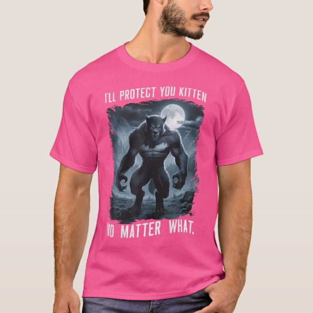 Camiseta Te Protegeré Gatito Sin Importar Lo Pequeño Negro (Anverso)