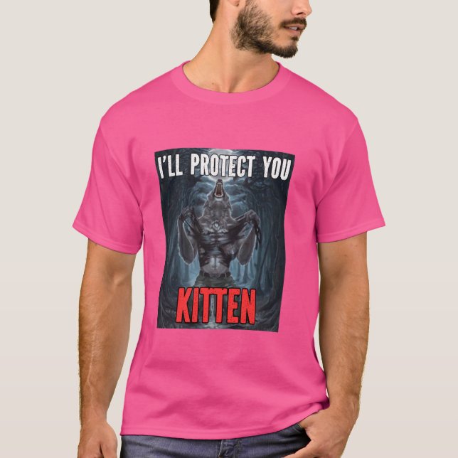 Camiseta Te protegeré Kitten Funny Alpha Werewolf Wolf (Anverso)