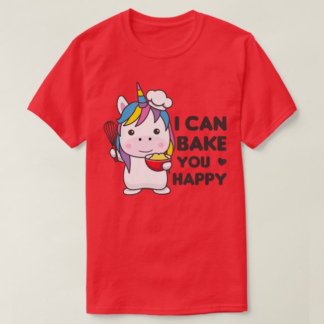 Camiseta Te puedo hacer feliz con Cute Unicornio haciendo C (Diseño del anverso)