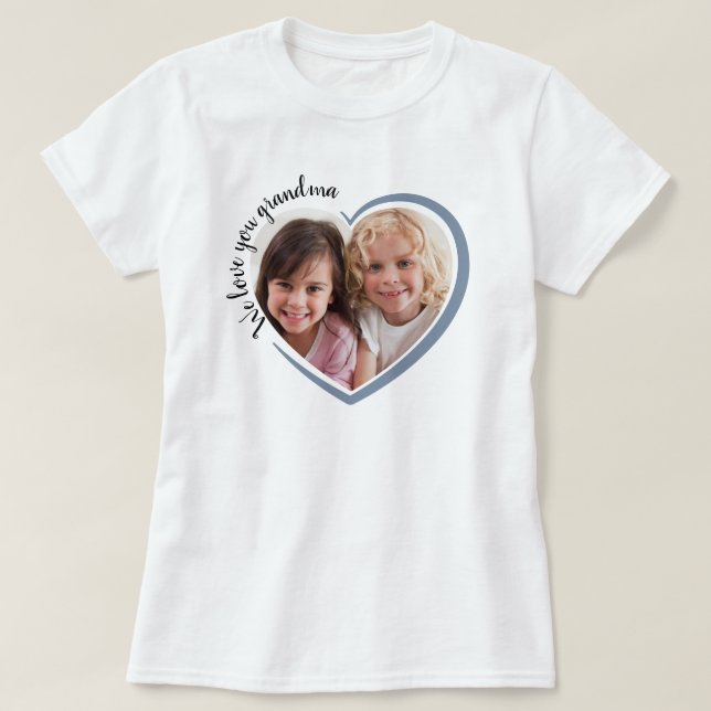 Camiseta Te queremos foto del corazón de tu abuela (Diseño del anverso)