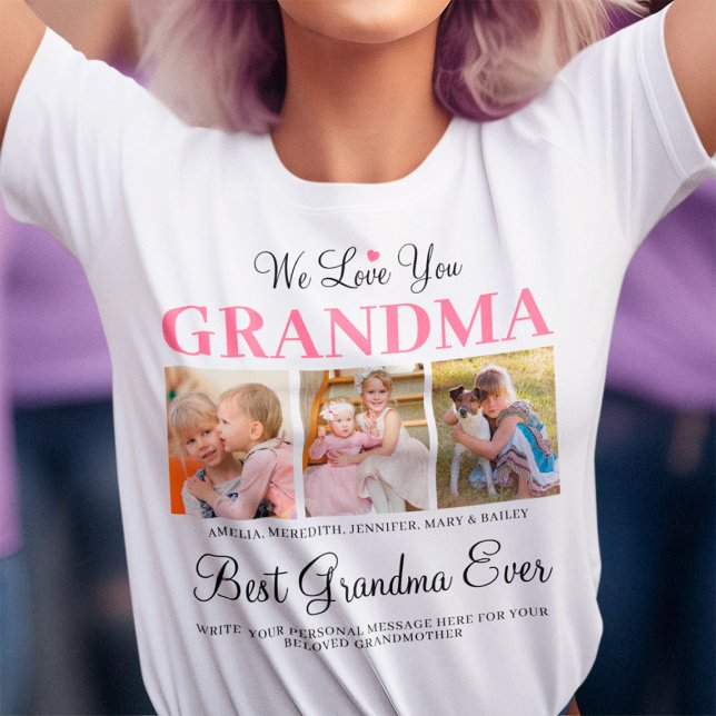 Camiseta Te queremos GRANDMA del Collage de fotos de los ni (Best Grandma Ever T-Shirt)
