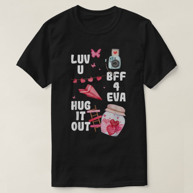 Camiseta Te quiero Día de San Valentín BFF Cute VDay Pajama (Diseño del anverso)