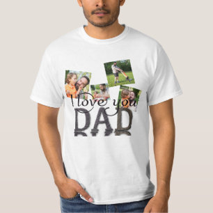 Camiseta Te Quiero Papá 4 Collage de Fotos Textura de Mader