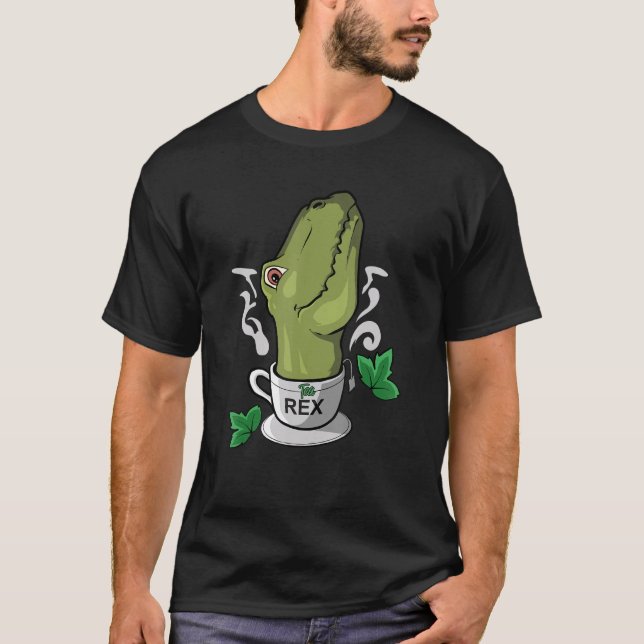 Camiseta Té Rex Hora del Té Bebedor de Té Dinosaurio (Anverso)