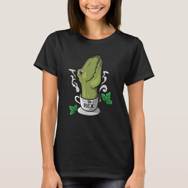 Camiseta Té Rex Hora del Té Bebedor de Té Dinosaurio (Anverso)
