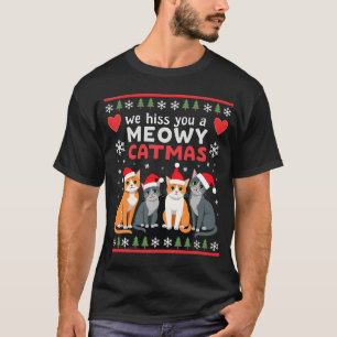 Camiseta Te silbamos un Meowy Catmas divertido gato Navidad