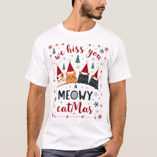 Camiseta Te silbamos un Meowy Catmas Gato divertido Navidad