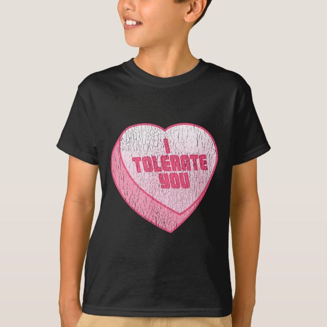 Camiseta Te Soporto Corazón de Caramelo Divertido Día de Sa (Anverso)