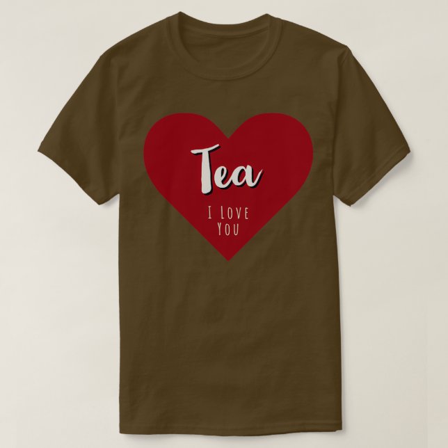 Camiseta Té Te Amo Un Corazón Rojo Profundo Retro (Diseño del anverso)