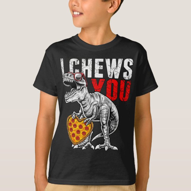 Camiseta Te Veo A Rex Dinosaur El día de San Valentín Pizza (Anverso)