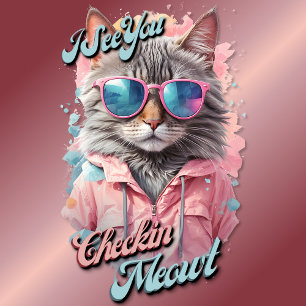 Camiseta Te Veo Checkin Meowt Gato Guay