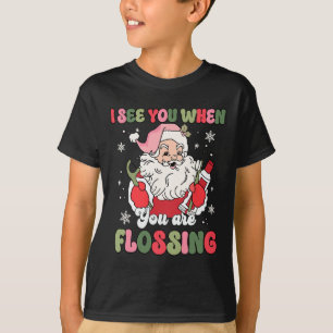 Camiseta Te veo cuando hilo Navidad Dentista Xmas Hilo Dent
