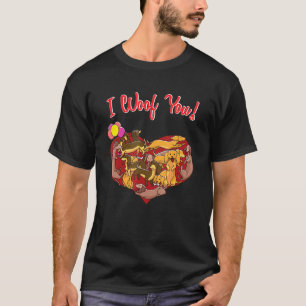 Camiseta Te Woof Dachshund Dog Heart Shape Valentines Da
