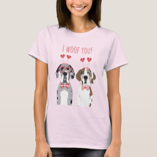 Camiseta Te Woof Great Dane Dogs Pink Red