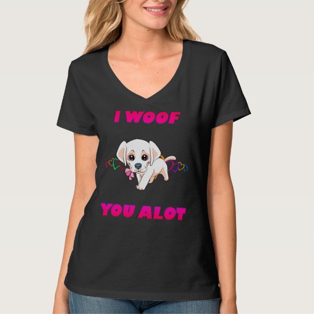 Camiseta Te Woof Un Montón De Crema De Texto Rosa Labrador  (Anverso)