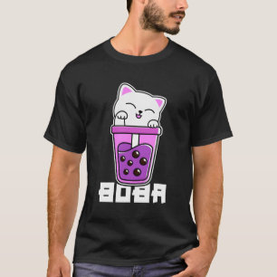 Camiseta Tea de burbuja de ánime gato Boba Neko Kawaii N