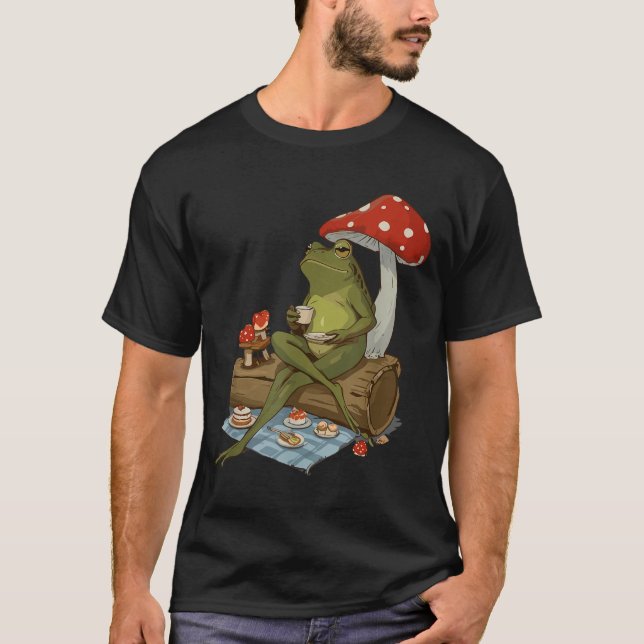 Camiseta Tea Frog Mushroom Cnic Cute Nature Aesthetic Cotta (Anverso)