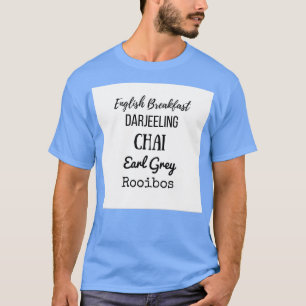 Camiseta Tea List English Breakfast Chai Earl Gray Rooibos