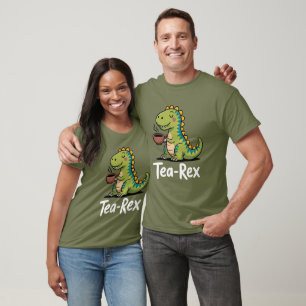 Camiseta Tea-Rex Dinosaurio bebiendo humor para té