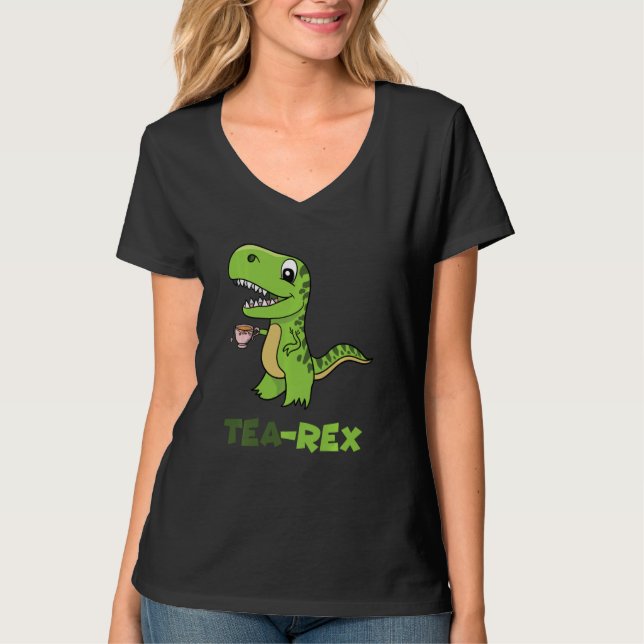 Camiseta Tea Rex Tyrannosaurus Rex Dinosaur Tea Hot Drink (Anverso)