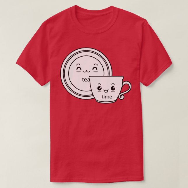 Camiseta Tea Time taza y platillo blanco y negro lindo 1 (Diseño del anverso)