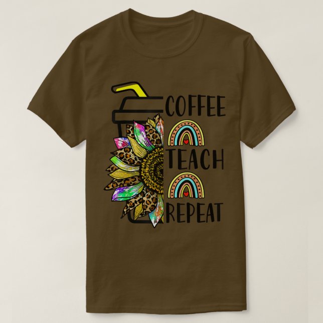 Camiseta Teach Coffee Repeat Sunflower Rainbow Tie Dye Teac (Diseño del anverso)