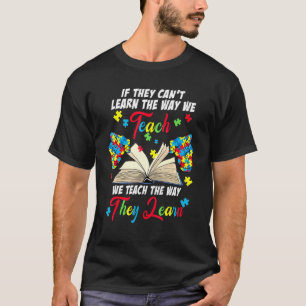 Camiseta Teach Especial Autism Awareness Puzzle Book Hombre